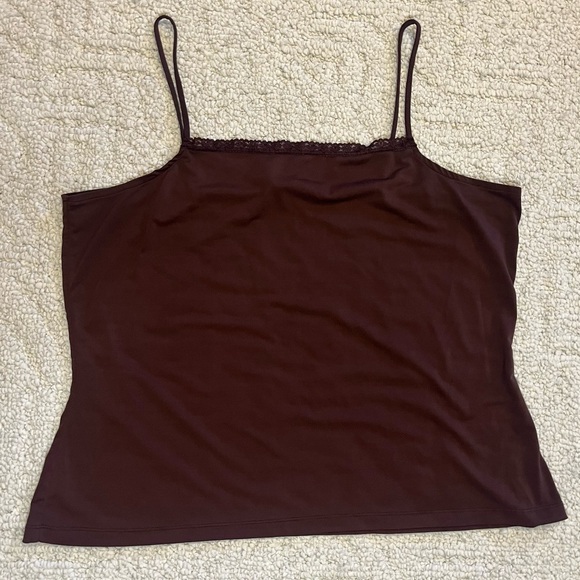 Fashion Bug Tops - Fashion Bug Y2K lace trim tank size 18/20W chocolate brown layering piece